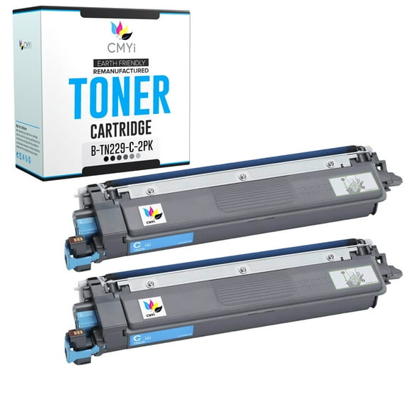 CMYi TN229 Cyan 2-Pack Toner Cartridges compatible for Brother TN229 - HL L3220CDW, L3280CDW, L3295CDW, L3300CDW, L3320CDW, L8245CDW, MFC L3720CDW, L3765CDW, L3780CDW, L8395CDW (2 Cyan)