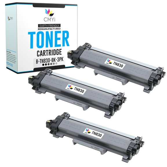 CMYi TN830 Black 3-Pack Toner Cartridges compatible for Brother TN830 - HL L2400D, L2405W, L2465DW, L2467DW, L2480DW, L2865DW, MFC L2760DW, L2807DW, L2900DW, L2980DW, DCP L2640DW, L2647DW (3 Black)