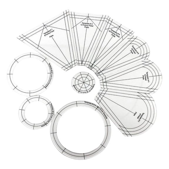 CMrtew 10 PCS Dresden Quilt Templates, Acrylic Quilting Template Ruler with Different Shapes, Triangle Rulers for Quilting and Sewing