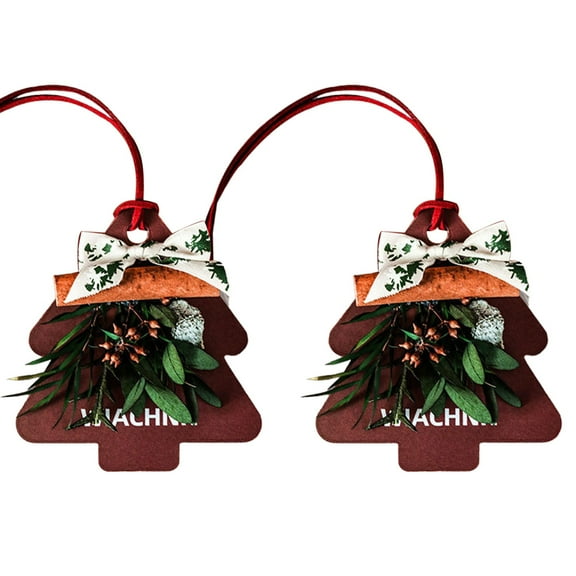 CMrtew 2 PCS Christmas Tree Car Aromatherapy Tablets Home Wardrobe Incense Hanging Fragrance Deodorizing Solid Car Fragrance Tablets (Green-Secret Wood) ﻿