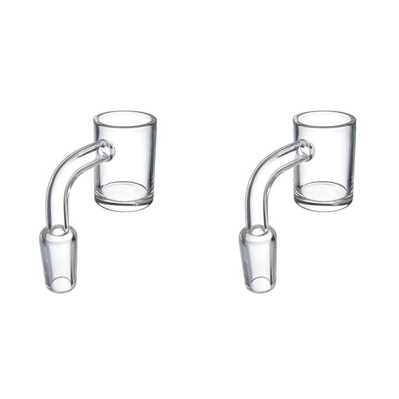 CMrtew 2 Pcs 14mm Laboratory Glass Funnel with Right-Angle Buffer Zone, Quartz for Chemical Filtration and Liquid Transfer (2, Clear)