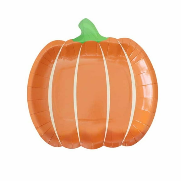 CMrtew ‌25 Pcs Halloween Pumpkin Shaped Paper Plates Food Safe Disposable Dessert Plates for Party Decorations Buffet Tableware Holiday Themed Dinnerware‌