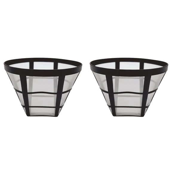 CMrtew 2Pcs Stainless Mesh Permanent Coffee Filter Replacement for Mini Coffeemaker 4-5 cup models, Oval Cone Shaped Black Rim Brewing Accessory