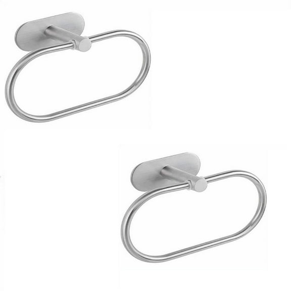 CMrtew 2Pcs Towel Ring Towel Rack Hand Holder for Bathroom Self Adhesive No Drill SUS 304 Stainless Brushed Hand Towel Holder No Drilling Modern Hand Towel Hanger Stick on Wall Brushed Nickel