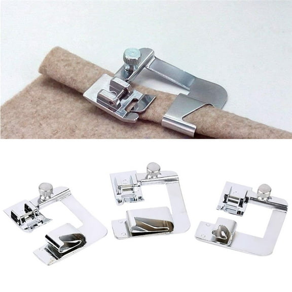 CMrtew 3 Sizes Rolled Hem Pressure Foot Sewing Machine Presser Foot Hemmer Foot Set (1/2 Inch, 3/4 Inch, 1 Inch) for Singer, Brother, Janome and Other Low Shank Adapter (Rolled Hem Presser Feet)