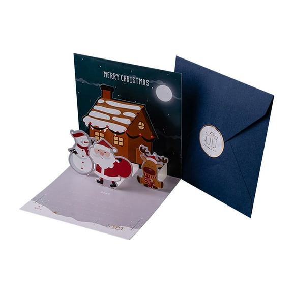 CMrtew ‌3D Christmas Cards 4.3x4.3 Inch Cute Holiday Greeting Cards with Envelopes & Stickers | Santa, Snowman, Reindeer & Tree Designs for Kids, Family & Friends