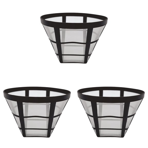 CMrtew 3Pcs Stainless Mesh Permanent Coffee Filter Replacement for Mini Coffeemaker 4-5 cup models, Oval Cone Shaped Black Rim Brewing Accessory