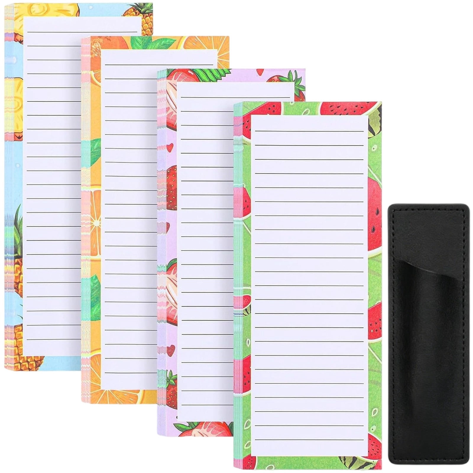 CMrtew 4 Pack Magnetic Note Pad for Fridge with Pen Holder, Totally 200 Sheets Grocery List Magnet Pad for Refrigerator Magnetic Shopping List Pad（Floral）