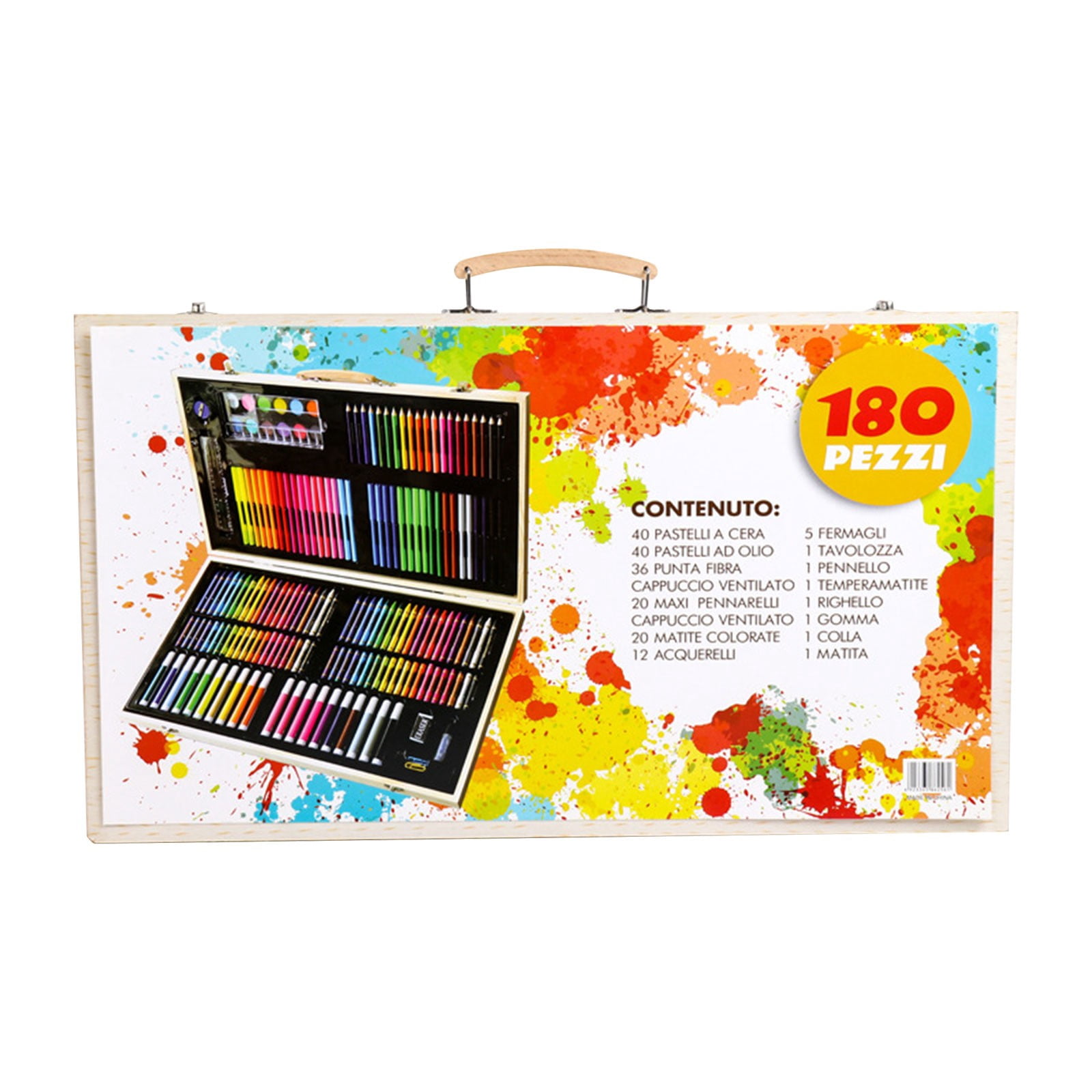 CMrtew Arts and Crafts Supplies, 180-Pack Drawing Painting Set for Kids Girls Boys Teens, Coloring Art Kit Gift Case: Crayons, Oil Pastels, Watercolors Cake, Colored Pencils Markers