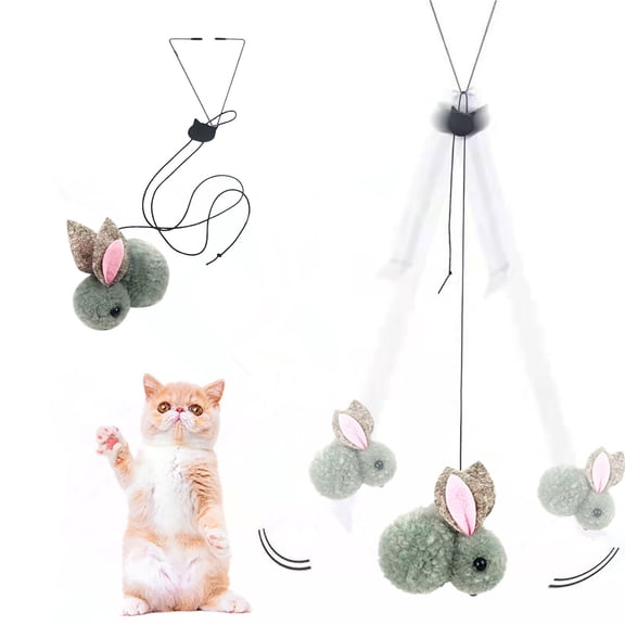 CMrtew Automatic Cats Toy with Adjustable Elastic Rope Door Window Hanging Rabbit Self Palying Pet Toys for Cats – Premium Doorway Hanging Toy - No Flimsy Suction Cups ﻿