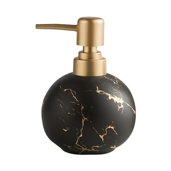 CMrtew Ceramic Soap Dispenser for Bathroom Kitchen Shower Round Ball Shaped Decorative Modern Minimalist Refillable Hand Lotion Pump Bottle for Liquid Soap Shampoo Lotions Black