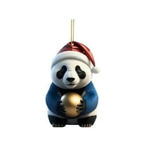 CMrtew Christmas Panda Pendant Ornament Cute Acrylic Cartoon Panda Decor for Tree, Home & Car Festive Holiday Hanging Decorations