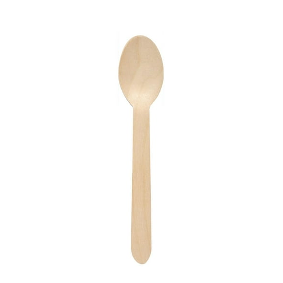 CMrtew Compostable Wooden Spoons - 100 Pieces Disposable Wood Cutlery Spoons - Bamboo Utensils and Plastic Silverware Alternative, Heavy Duty Utensils for Party