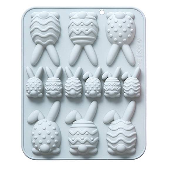 CMrtew Easter Bunny Chocolate Mold Set - 12-Cavity Silicone Baking Molds with Rabbit & Egg Designs, Food-Grade for Easter Cakes, Spring Party Treats & DIY Crafts Blue