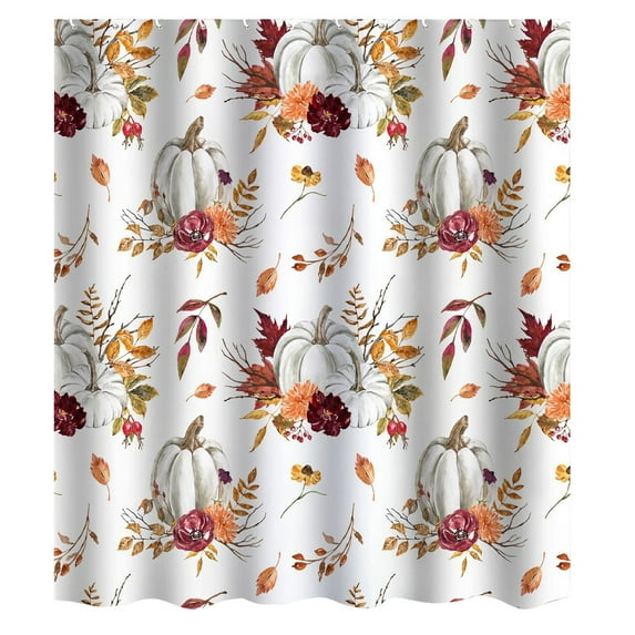 CMrtew Fall Thanksgiving Bathroom Curtain Polyester Shower Curtain Set Printing Shower Curtain Bathroom Autumn Thanksgiving Pumpkin Bathroom Seasonal Bathtub Shower Curtain