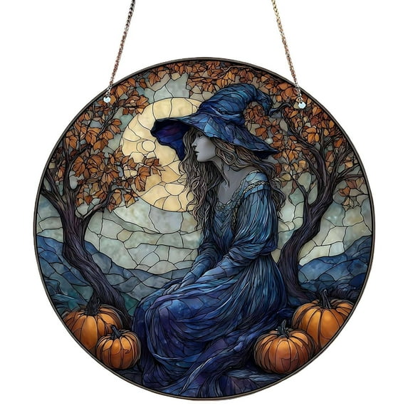 CMrtew Gothic Halloween Decor Skeleton Stained Glass Window Hanging Colorful Acrylic Sun for Home, Garden & Parties Ornament