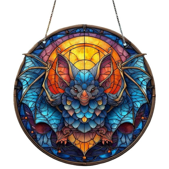 CMrtew Gothic Halloween Decor Skeleton Stained Glass Window Hanging Colorful Acrylic Sun for Home, Garden & Parties Ornament