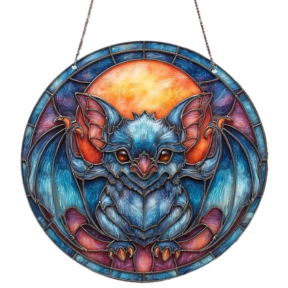 CMrtew Gothic Halloween Decor Skeleton Stained Glass Window Hanging Colorful Acrylic Sun for Home, Garden & Parties Ornament