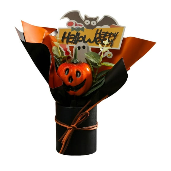 CMrtew Halloween Pumpkin Ornaments Cute Mini Pumpkin Heads with Stems for Table Centerpieces, Bouquet Decor, Spooky Home & Party Decoration