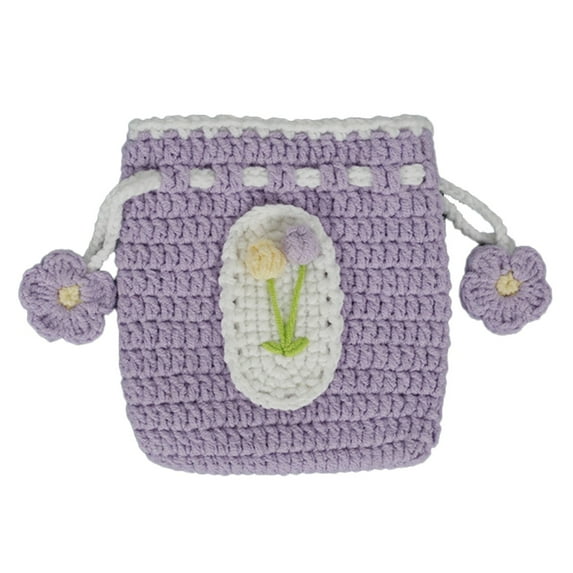 CMrtew ‌Handmade Crochet Coin Purse Vintage Orange Change Wallet for Women & Girls | Compact Giftable Organizer with Detachable Keychain (Holiday Season Gift Idea)‌‌