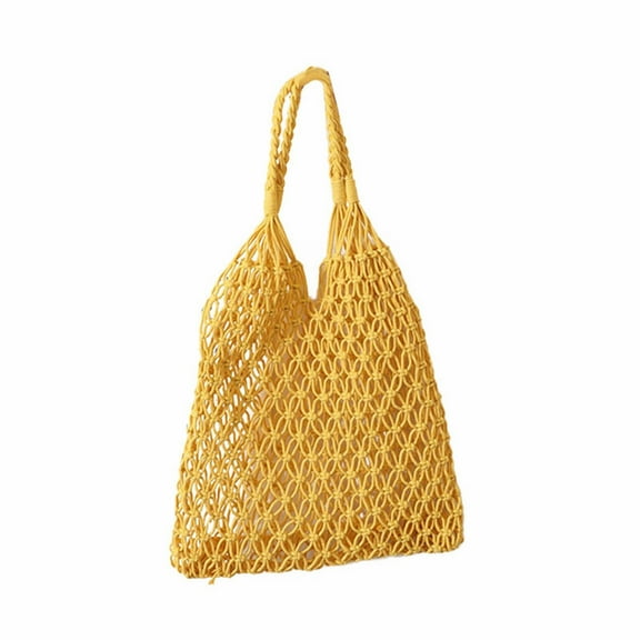 CMrtew Handmade Hollow Crochet Beach Bag | Lightweight Cotton Woven Shoulder Tote for Women | Breathable Travel & Holiday Bag