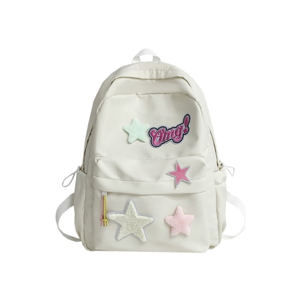 CMrtew Kawaii Backpack Star Print Cloth Casual Bag Women Rucksack, kawaii canvas aesthetic bookbag, preppy simple trendy backpack bag