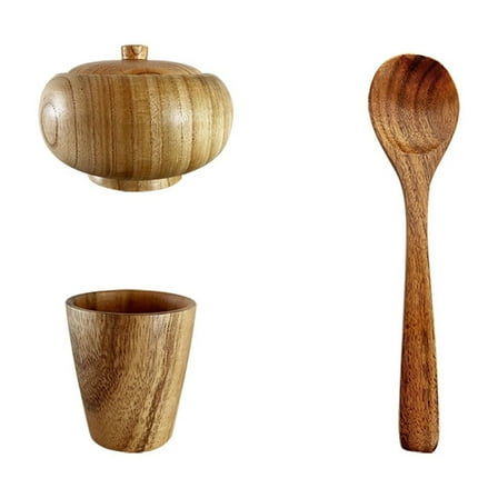 CMrtew Large Wood Salad Bowl Set Solid Hardwood Serving Bowl with Utensils Rustic Fruit, Mixing & Serving Bowl for Kitchen, Farmhouse Dining