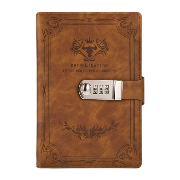 CMrtew Password Lock Notebook A5 PU Leather Secure Password Protection for Student Business Office Professional Organizer Durable Journal for Note Taking Meeting Documentatio