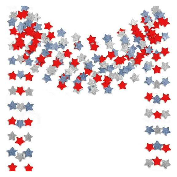 CMrtew ‌Patriotic Star Streamers Garland Red White Blue Bunting Banner for 4th of July Decorations, Independence Day, Memorial Day & Labor Day USA Themed Hanging Party Decor‌