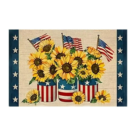 CMrtew Patriotic Welcome Mats | Heavy-Duty Fade-Resistant Indoor/Outdoor Door Mats | 4th of July Decor with Flag & Star for Porch, Patio, Front Door Entryway