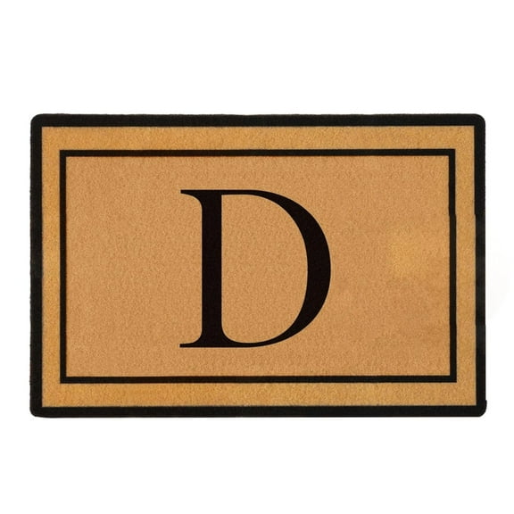 CMrtew Personalized Door Mat Flag Monogram Letter A-D Entrance Doormat | 28 x 16 inches | Dirt Catching Natural Coir | All-Season | Non-Slip Backing | Indoor and Outdoor Home Decor