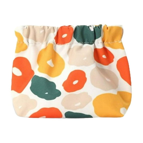 CMrtew Printed Portable Makeup Bag for Women Self-Closing Purse Organizer with Jewelry & Lipstick Storage Travel Cosmetic Pouch for Toiletries, Accessories, and Essentials