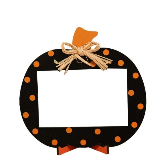CMrtew Pumpkin Shaped Picture Frame Hallow-een Photo Frame Ornament Pumpkin Shape Wooden Photo Frames for Hallow-een Or Fall Décor Photo Tabletop & Wall Display 