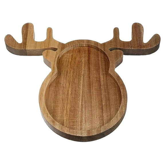 CMrtew Rustic Christmas Serving Tray Handcrafted Wooden Fruit Plate for Holiday Desserts/Cakes, Split Wood Charcuterie Board with Tree Design Family Party Centerpiece