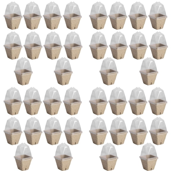 CMrtew Set of 24 Seed Peat Pots Biodegradable Nursery Pots with Humidity Dome 3.1 Inch Square Seeding Pots for Peat Pots for Seedlings Garden Vegetable Flower Germination