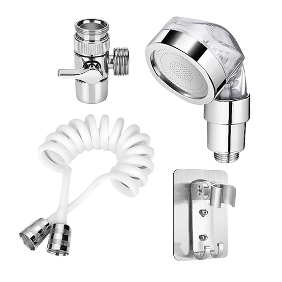 CMrtew Sink Faucet Sprayer Hand Shower Sink Shower Hose Sprayer for Hair Washing,Rinser Set with Faucet Adapter, Shower Stand and Hose - for Utility Room, Bathroom, Laundry Tub Silver