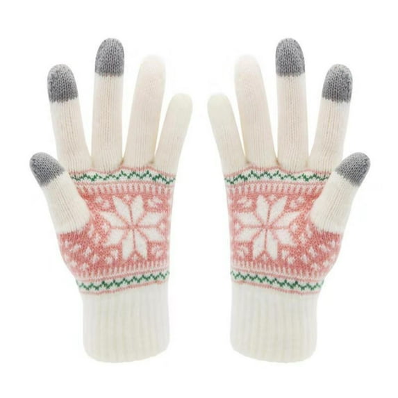 CMrtew Snowflake Winter Gloves for Women Men Touch Screen Warm Knit Glove Snow Flower Winter Glove for Cold Weather Ski Riding