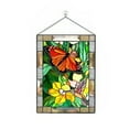 thumbnail image 1 of CMrtew Stained Glass Window Panel Hanging Rectangle Decor with Chain for Home, Garden & Door (Vintage Pattern) Handmade Art Glass Ornament, 1 of 2