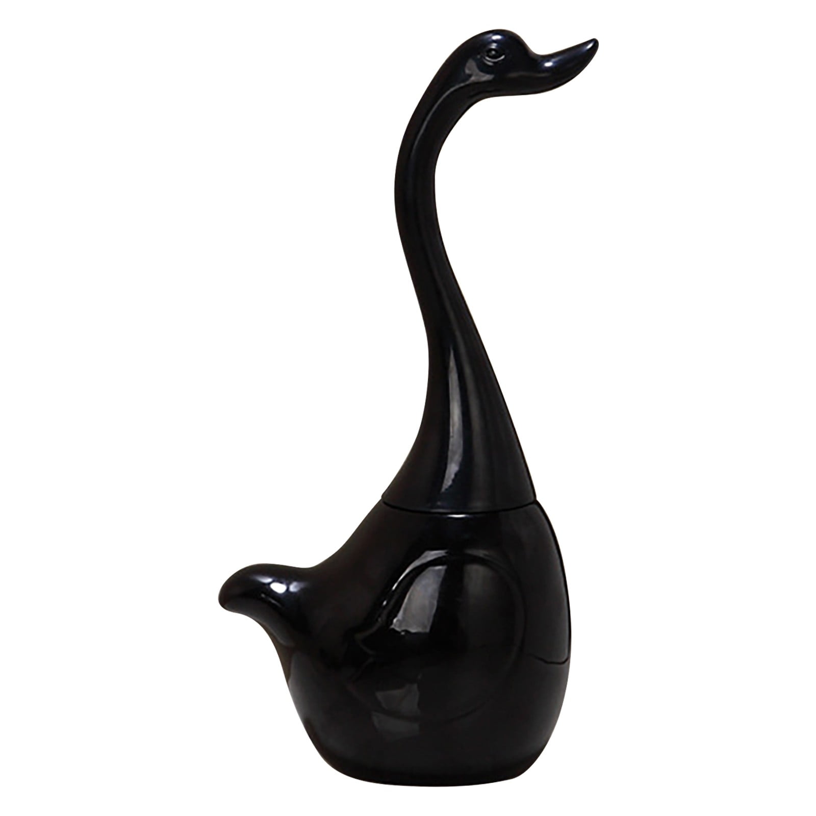 CMrtew Swan Toilet Brush and Ceramic Holder Set,Cute Bathroom Decor, Non-Scratch Bristles, Space-Saving Household Cleaning Tool for Bathtub Black