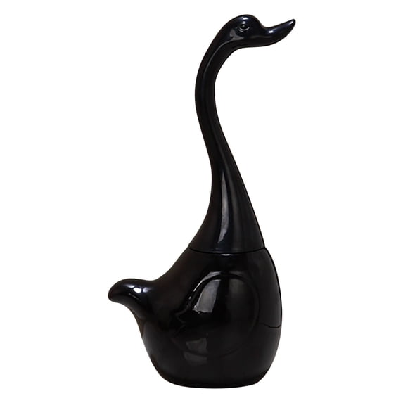 CMrtew Swan Toilet Brush and Ceramic Holder Set,Cute Bathroom Decor, Non-Scratch Bristles, Space-Saving Household Cleaning Tool for Bathtub Black