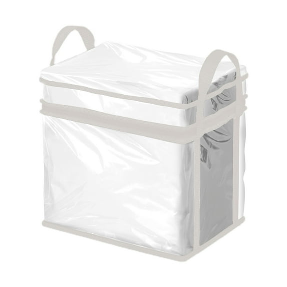 CMrtew Transparent Storage Box for Books Foldable & Portable School Organization Box, Clear Book Storage Bag for Students, Handheld School Supplies Organizer (A4 Size, Multi-Purpose)