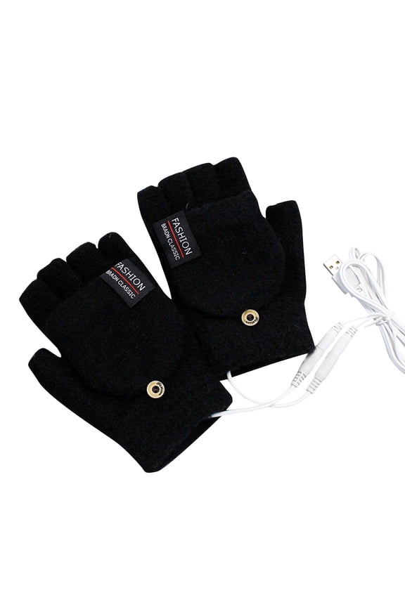 USB Heated Gloves for Women and Men Upgraded Fingerless Heating Gloves for Laptop Use Windproof Knitted Hand Warmers Washable and Reusable