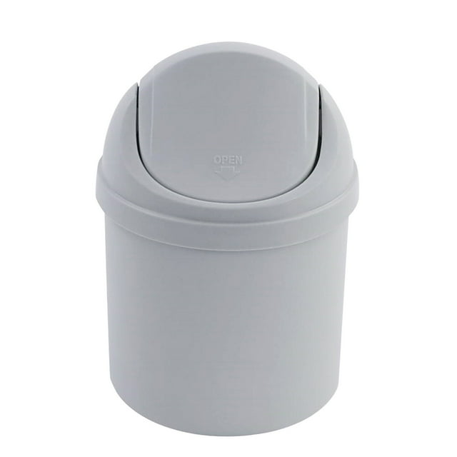 CMrtew Wastebasket Trash Can - Desktop Mini Plastic Waste Garbage Can with Swing Lid, Stylish Countertop Trash Bin Table Waste Paper Basket Round Small Trash Can for Office Bathroom Bedroom.