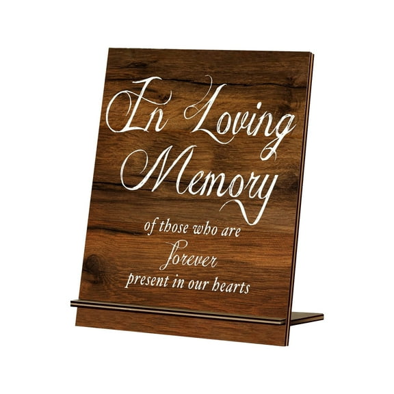 CMrtew Wedding Memorial Sign, Wedding Party Supplies for Reception, In Loving Memory Wedding Sign with Stand, Rustic Wooden Tabletop Decor for Wedding, Funeral Sympathy Remembrance Gifts