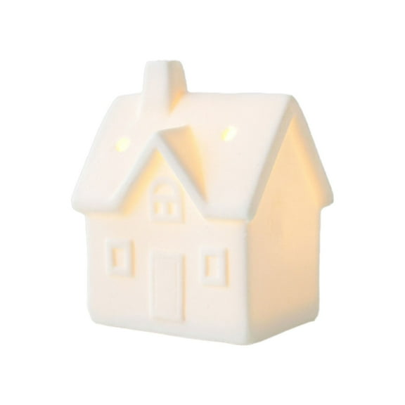 CMrtew ‌White Porcelain Ceramic Christmas Village Houses Rustic Decor for Holiday Home Tabletop Bookshelf Christmas Tree Decorations Festive Winter Village Display‌