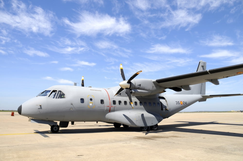 CN-235 transport aircraft of the Spanish Air Force Canvas Art - Riccardo NiccoliStocktrek Images (34 x 23)