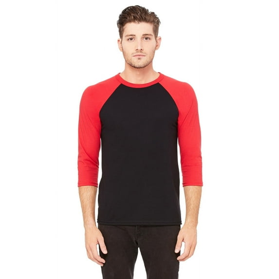 CN 3200 3/4 SLV BSEBL RGLN TEE (BLACK/ RED 2XL)