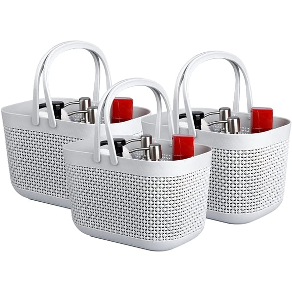 CN Plastic Organizer Storage Baskets with Handles, Shower Caddy B Organizer for Bathroom and kitchen(Grey