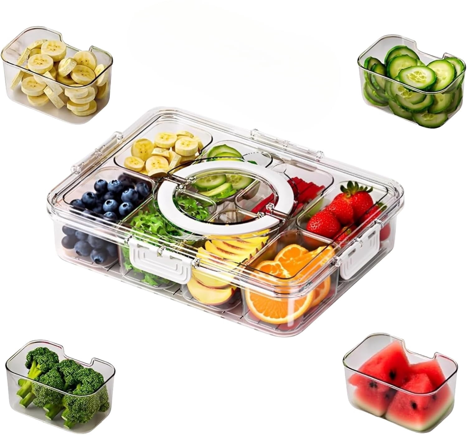 Essential Storage Containers CN Snackle Box with Ice Pack,Organizer Serving Tray,8 Compartment ...