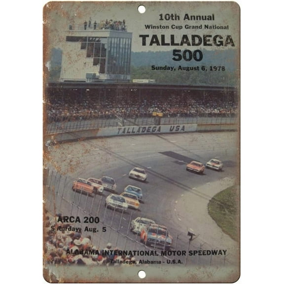 CN-Tin Sign Auto Racing Talladega 500 Alabama International Speedway Metal Sign, Metal Wall Signs Tin Plaques 8 X 12 Inch Bar Kitchen Home Man Cave Bedroom Lounge Dining Coffee Bar Gifts